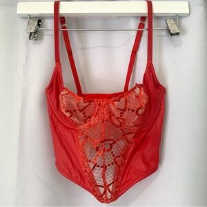 Savage x Fenty Glossy Flossy Bustier XS Red Lace Valentine’s Sexy EUC Lingerie